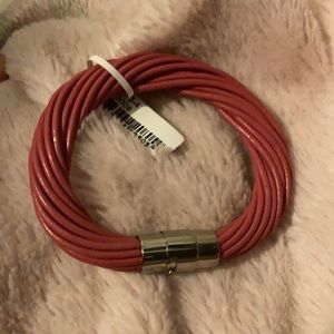 8” twisted pink leather bracelet